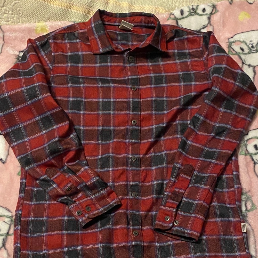 North. Face Red and Blue Plaid Men's Shirt